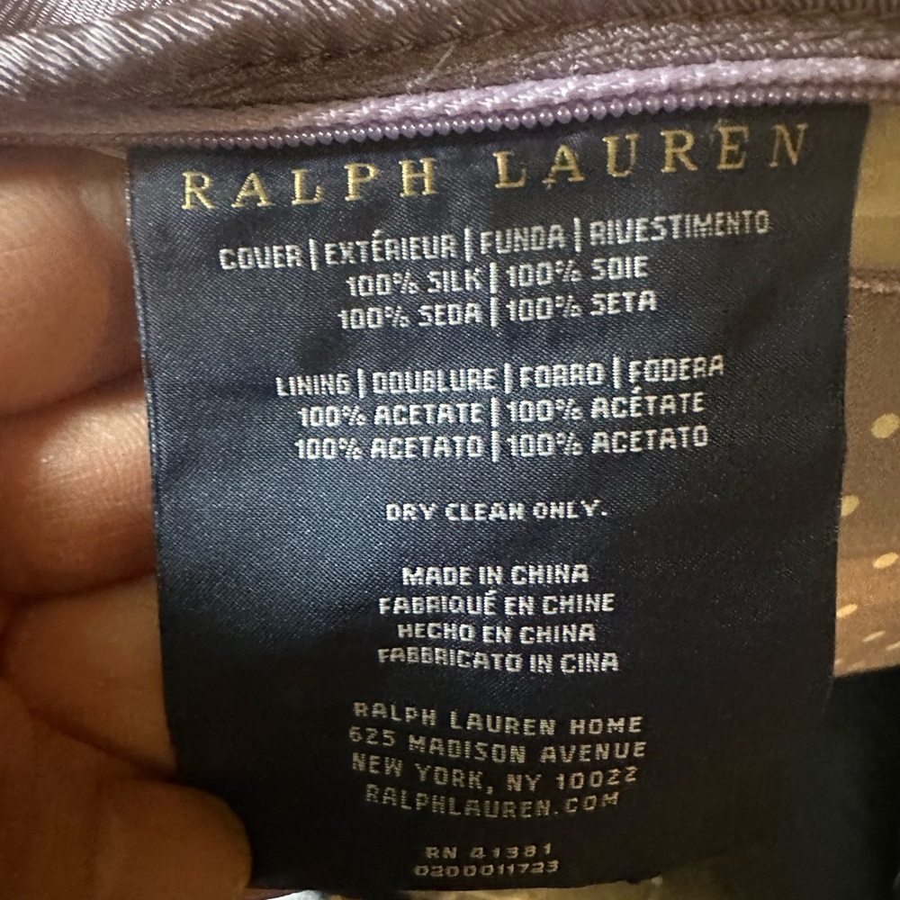 Ralph Lauren Lavander/Light Purple Silk Throw Pillow
